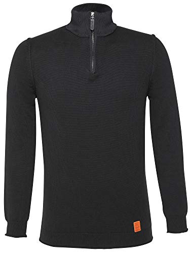 Tazzio D404 Pull en tricot fin à col montant pour homme - Noir - Small