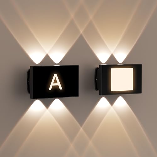 STASUN Set de 2 apliques LED, 8W Moderno aplique de aluminio, iluminación interior/exterior para salón, dormitorio, pasillo, balcón, escaleras - Blanco cálido 3000K