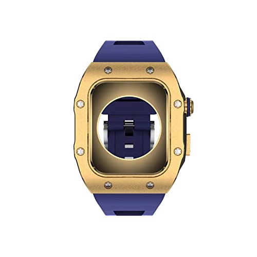 Bracelet en caoutchouc avec lunette en métal pour Apple Watch SE 44mm 45mm