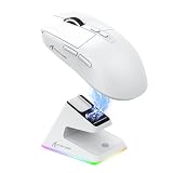 Mouse ATTACK SHARK X6 49g SUPERLIGHT com base de carregamento magnética, sensor para jogos PixArt PAW3395, mouse para jogos sem fio/com fio BT/2.4G, 26000 DPI