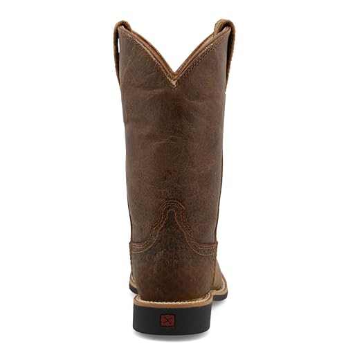 Twisted X Kid's Top Hand, New Wide Square Toe, Tan & Chocolate, 4 M3