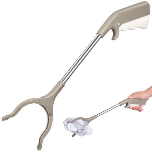 KALLORY Short Grabber Reacher for Elderly 15.75‘’ Pick Stick Grabber Pickup Tool Rubbish Pick Up Clip Auxiliary Tool for Handicapped