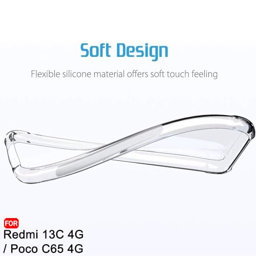 Image of TheGiftKart Crystal Clear Back Cover Case for Mi Redmi 13C 4G / Poco C65 | Shockproof Soft TPU Case | Cushioned Edges for Ultimate Protection Back Cover Case (TPU, Transparent)