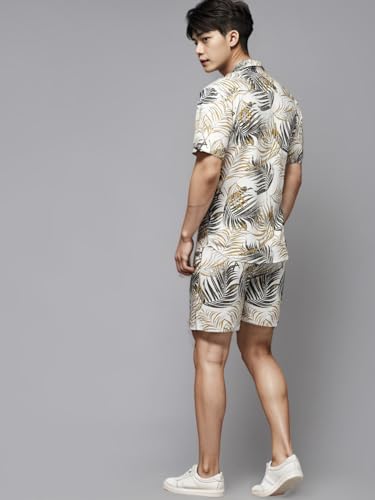 Image of Rigo Men's Rayon Printed Relaxed Night Suit Set Casual Co-Ords Set|Shirt And Short Set