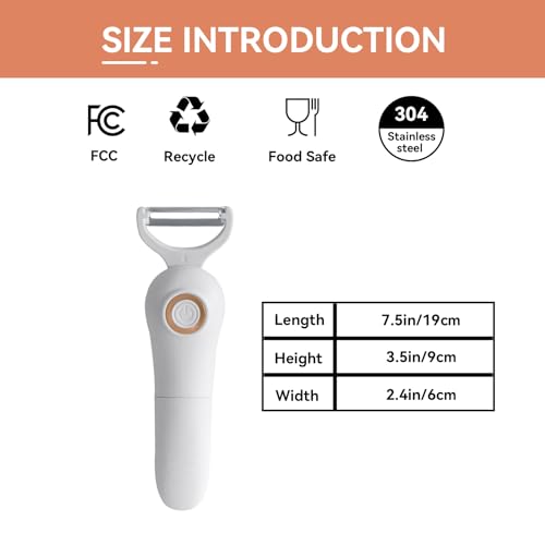 Image of 2-in-1 Electric Peeler | Auto Blade for Fruits /Vegetables | 2 Interchangeable Blades | 2*AAA | Kitchen, Travel, Camping White