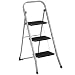 Produktbild Trittleiter 3 Stufen Leiter Klapptritt Klappleiter Klapptreppe Tritt Haushaltstritt Stehleiter Sprossenleiter klappbar faltbar bis 150 kg (3 Stufen, Silber)
