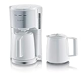 SEVERIN KA 9257 - Macchina da caffè con filtro con 2 caraffe termiche, per un massimo di 8 tazze per caraffa filtrante, con 2 caraffe isolanti, bianco/acciaio INOX spazzolato, KA 9257