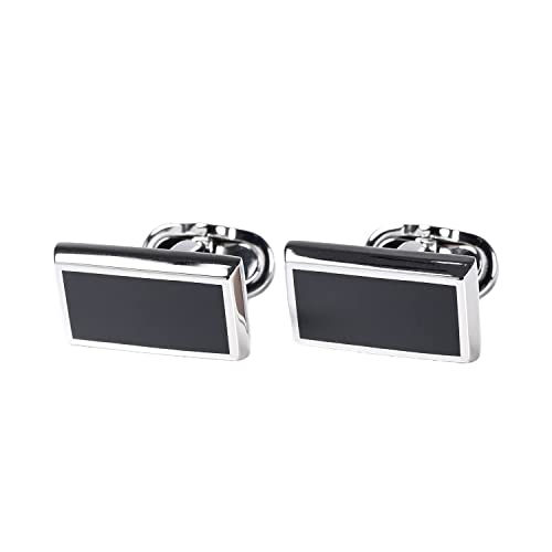 父の日 モンアート MONART カフス メンズ カフリンクス カフスボタン レクタングル型 シルバー ブラック UNC/P16 Made in Italy [正規代理店] [並行輸入品]