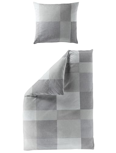 Bierbaum Bettwäsche 6520, Satin Basic, Designed in Germany, silber 13, 135x200 + 80x80 cm