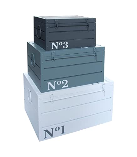 ATMOSPHERA CREATEUR D'INTERIEUR Atmosphera-Set de 3 Malles de Rangement en métal, L. 60,3 x l. 38 x H. 33 cm