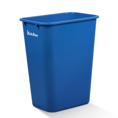 PLASTIC PRINCE 10 Gallon Trash Can Blue Recycle Bin for Kitchen Bathroom Office Garbage Can Fits Under Desk Cabinet Sink, Plastic Rectangular Waste Basket
