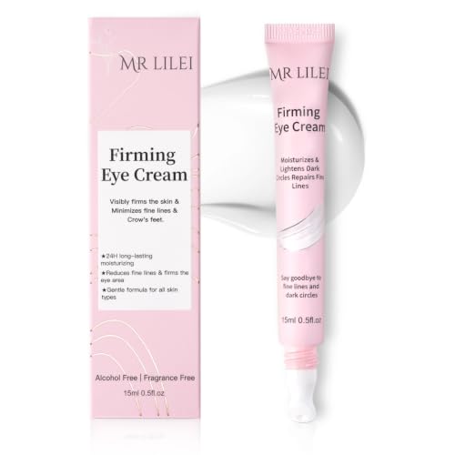 Mrlilei beauty Eye Cream for Dark Circles and Puffiness, Peptide Firming Anti Aging Under Eye Cream for Wrinkles & Fine Lines, Hyaluronic Acid 24H Hydrating, Fragrance-Free for Sensitive Skin, 0.5 oz