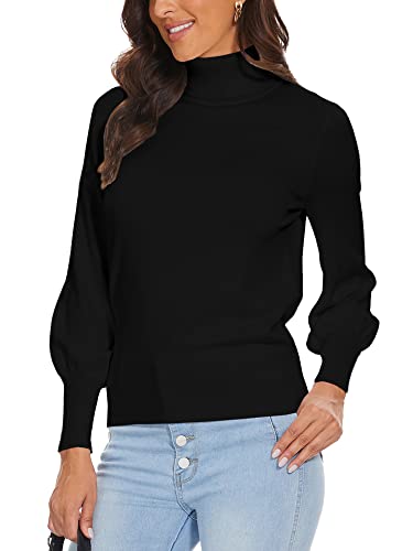 Image of Spicy Sandia Women's Turtleneck Sweaters Pullover Knit Tops | Lantern Sleeve, Basic, 2026 Fall Winter Trendy