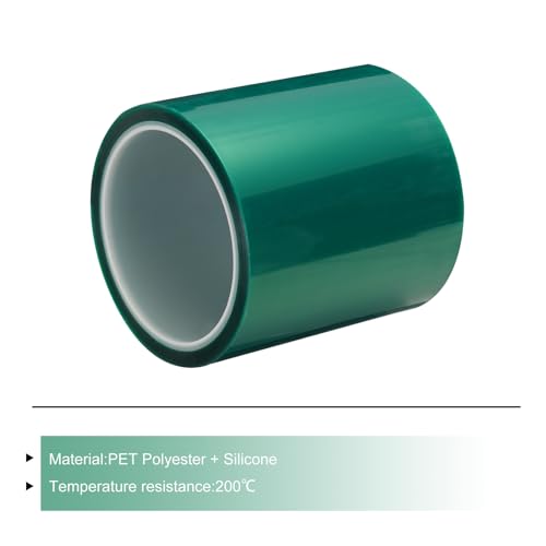 Image of MECCANIXITY Resin Tape Silicone Adhesive Tape High Temperature Resistance Easy Peeling Polyester for Epoxy Resin,River Tables,Craft,Remove Residue 3.94 Inch Wide 108FT Long(Green),Pack of 1