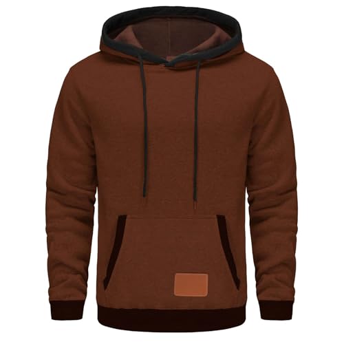 Wankang Mens Fleece Hoodies Pullover Casual Long Sleeve Sweatshirts Pullovers Trendy Drawstring Hooded Sweatshirt with Pocket