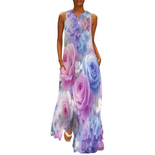 Robe grande taille fluide sans manches pour femme, le confort élégant contre la chaleur