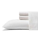 Tommy Bahama | Cool Zone Collection | Sheet Set - 100% Percale Cotton, Crisp & Cool, Lightweight & Moisture-Wicking Bedding, Oeko-Tex Certified, Queen, White