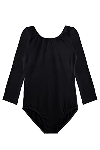 HOZIY Gymnastics Leotards for Girls Long Sleeve Black Without Sparkles Toddlers Kids 2t 3t 18 24 Months Sleeved Bodysuits Tumbling Outfits Dance Clothes Clothing Gymnastic
