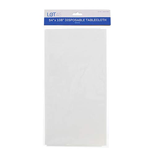 Lot45 White Plastic Tablecloths - 54 x 108 in Disposable Tablecloths for Rectangle Tables Disposable Table Covers, 12pk