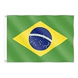 Drapeau Coupe du Monde 2026 - Drapeau national officiel 1,5 m x 90 cm, double face, avec œillets en laiton, États-Unis, Canada, Mexique (Brésil)