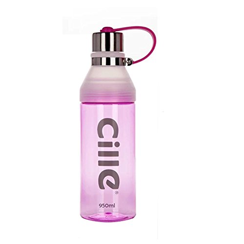 Chinashow 23 oz Great Plastic Sports Water Bottle Frosted Transparent Leak Proof Water Bottle with Portable Rope[pink]