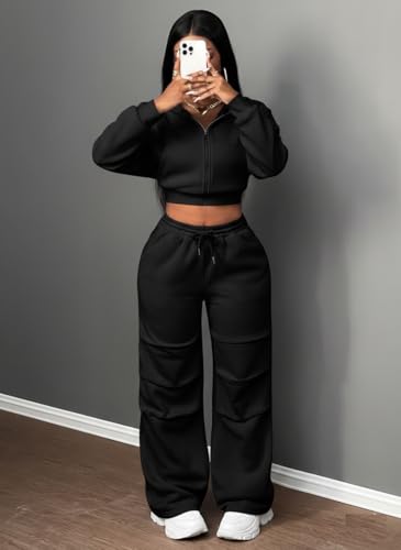 Image of Q - RIOUS Women's Baggy Mid Waisted Lounge Sweat Pants with Drawstring Athletic Flared Joggers with Pockets