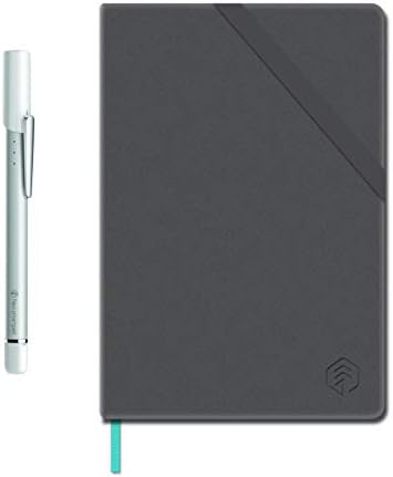 NEO SMARTPEN N2 Bluetooth Digital Pen (Silver White) Bundle with N Professional Notebook (Black, 250 Pages) - Compatible with iOS and Android Devices, Windows PC