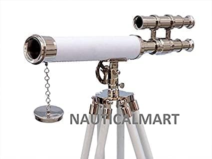 Floor Standing Chrome with White Leather Griffith Astro Telescope 50"