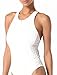 Michael Kors Swimwear Women's Laser Cut Scuba Zip Front One Piece, White, 10