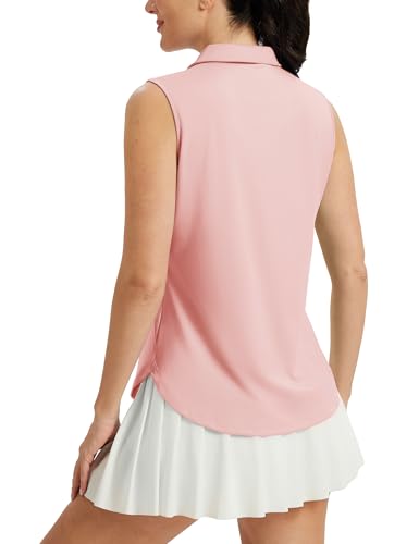 Image of MAGCOMSEN Womens Golf Shirts Sleeveless 1 /4 Zip Collared Polo Shirt UPF 50+ Quick Dry Workout Tank Tops Tennis