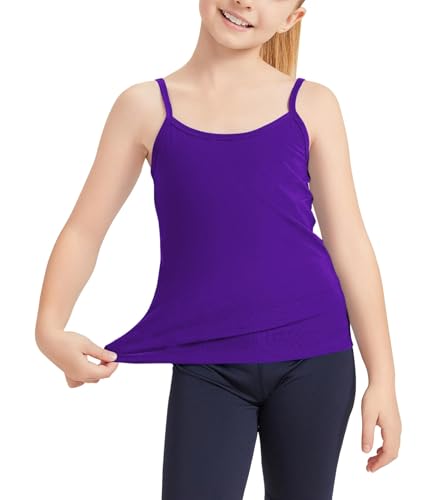 Image of Dreammonkey Girl's Full Sleeveless Camisole Tank Tops Kids Comfort Breathable Dance Tank Tops(Ages 2T-14Years)
