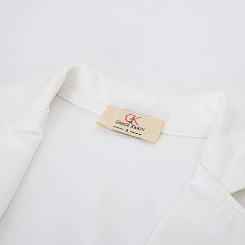 Women Casual Business Suit Blazer Jacket 3/4 Sleeve Open Front Cardigan White L #TOP4