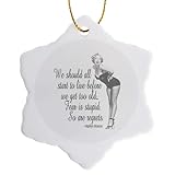 3dRose ORN_173426_1 We Should All Start to Live Before We Get Too Old Black, White Snowflake Ornament, Porcelain, 3-Inch