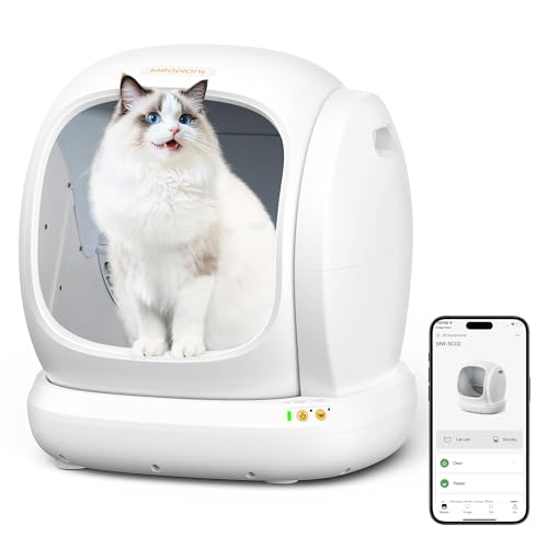 Meowant Self-Cleaning Cat Litter Box,75L Anti-Pinch App Control Large Open