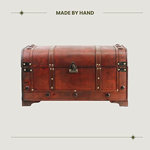 Brynnberg - Pirate Treasure Chest Storage Box - Dallas 15.3''X8.7''X11'' - Durable Wood & Metal - Unique, Handmade, Vintage Design With A Front Lock - Striking Decorative Object - The Best Gift #TOP2