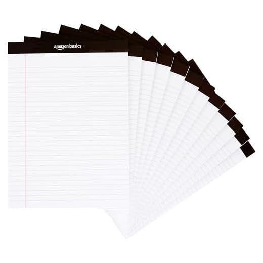 Amazon Basics Wide Ruled Lined Writing Note Pads, 8.5 inch x 11.75 inch, White, 12 Count (12 Pack of 50)