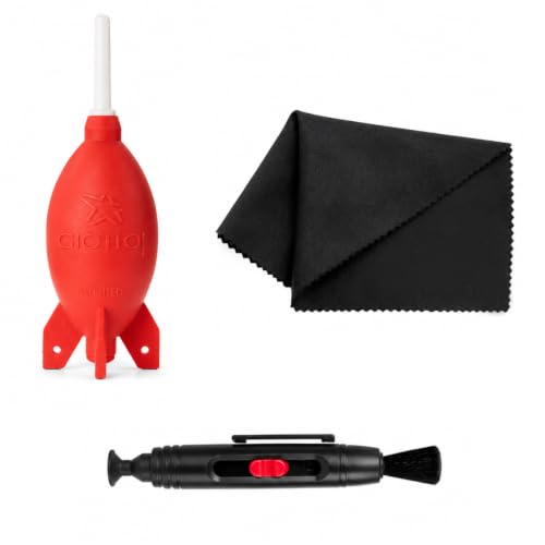 Giottos AA1903 Rocket Air Blaster Large Rouge + Chiffon en microfibre VCC113 + Stylo de nettoyage pour lentille