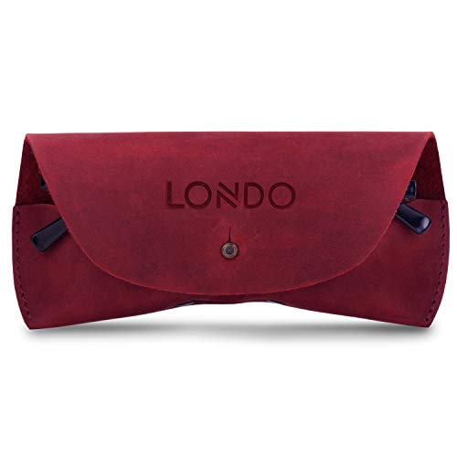 Image of Londo Genuine Leather Eyeglasses & Sunglasses Case - Premium Leather Protective Case with Button Closure, Stylish & Durable Storage for Glasses