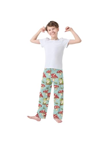 Green Frog and Red Mushroom Boys Pants for Kids Jogger Pants with Pockets S3