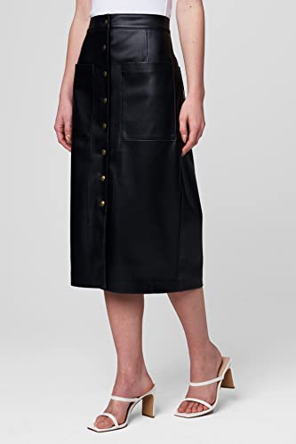 [BLANKNYC] Womens Snap Front Midi Vegan Leather Skirt2