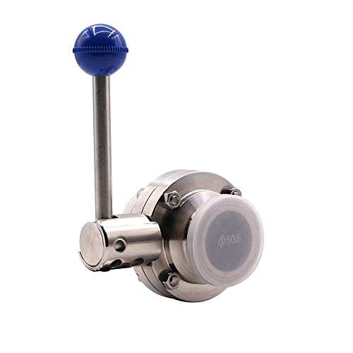 Dernord 2 Pack 1.5 Inch Tri Clamp Sanitary Butterfly Valve With Pull Handle Stainless Steel 304 Tri Clamp Clover (1.5" Tri Clamp Butterfly Valve) #TOP1