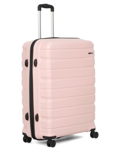 Image of Teakwood Large Check in Size 8 Wheels Trolley Bag, Hard Cabin with Zipper Closure, Adjustable Push Button & Cross Side Strap, TSA Lock System 360 Degree (Large Check in Size, Rose)