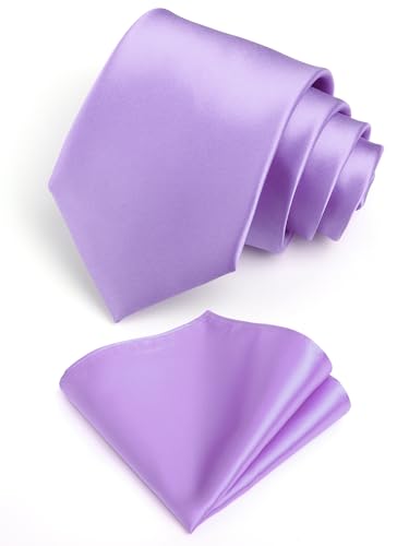 Landisun Men Tie Set Solid Necktie Pocket Square Hankerchief Set 3.15