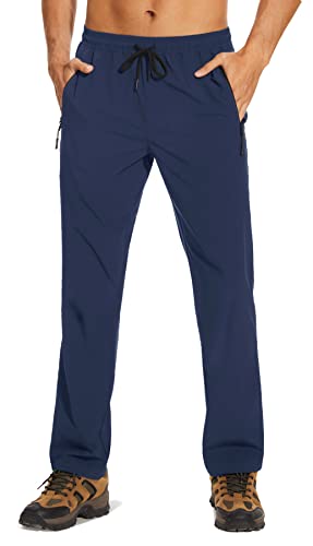 TACVASEN Men's Tracksuit Bottoms Lightweight Outdoor Hiking Trousers Quick Dry Stretch Work Pants Navy Blue