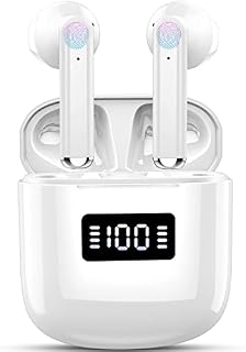 Wireless Earbuds, Wireless Headphones Bluetooth 5.3 with 4 Mics, 2023 Bluetooth Earphones Ear buds Wireless Earbuds, ENC Noise Cancelling Bluetooth Earbuds, HiFi Stereo, LED Display, Waterproof, White