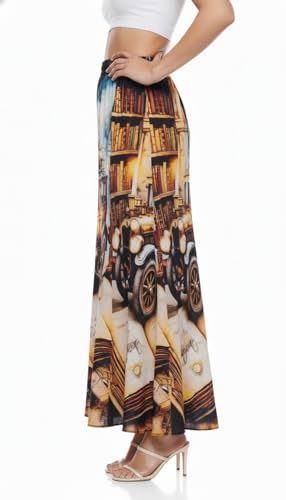 Image of VAGISHA Women's 4-Metre Flared Long Skirt | Skirts for Women Long Length | Long Skirts for Girls | Ethnic & Boho Printed Wear with Elastic Waist | Perfect for Party, Festive & Casual Look