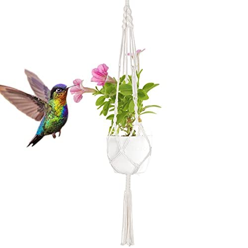 Floro Macrame Plant Hanger Indoor Hanging Planter, Anti-Cat Scratch & Chew, Stops Kittens, Rabbits, And Puppies From Eating Flowers, Braided Hemp Rope Home Decor, Potted Flower #TOP2