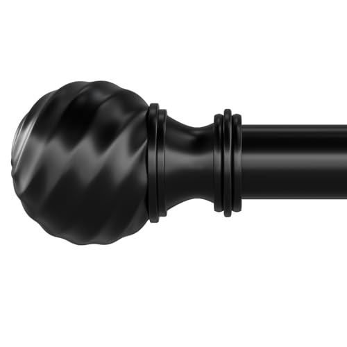 Curtain Rod for Sliding Glass Door, 34-93 Inch Adjustable 1 Inch Heavy Duty Drapery Rod, Window Treatment Rod for Bedroom, Living Room and Indoor Outdoor Use, Matte Black