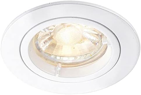 National Lighting Recessed Lighting - Mains Powered LED Spot Lights Downlights for Ceiling - IP20 Rated GU10 Fitting for Halogen or LED - Gloss White Finish, Fixed Version