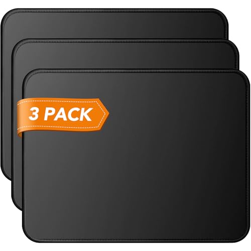 Image of Mouse Pad 3 Pack, Black Mouse Pads 11 x 8.7 in, 35% Larger Size, Smooth Surface, Stitched Edges, Non-Slip Rubber Base. Ideal Mousepad for Computer, Laptop, Office, Home & Gaming